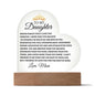 TO MY DAUGHTER - FROM MOM "NEVER FORGET THAT I LOVE YOU" HEART ACRYLIC PLAQUE