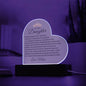 TO MY DAUGHTER - FROM MOM "NEVER FORGET THAT I LOVE YOU" HEART ACRYLIC PLAQUE
