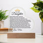 TO MY DAUGHTER - FROM MOM "NEVER FORGET THAT I LOVE YOU" HEART ACRYLIC PLAQUE