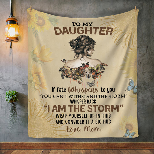 To My Daughter - MOM I AM THE STORM ll Blanket - Birthday, Loving Gift for Daughter, Graduation