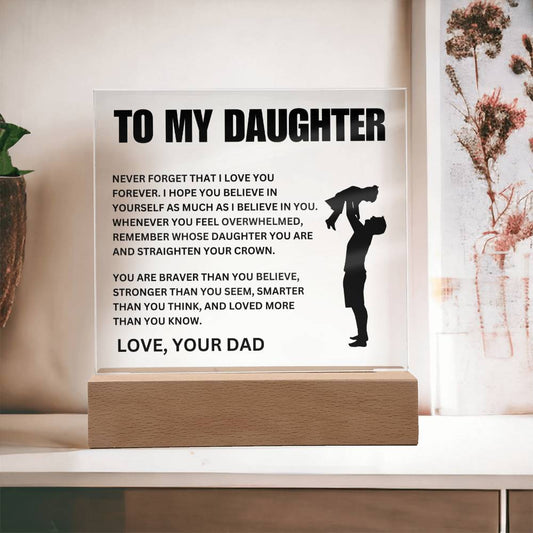 TO MY DAUGHTER - LOVE DAD SQUARE ACRYLIC LIGHT - GIFT FOR DAUGHTER