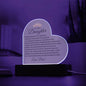 TO MY DAUGHTER - FROM DAD "NEVER FORGET THAT I LOVE YOU"   HEART ACRYLIC PLAQUE