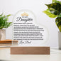 TO MY DAUGHTER - FROM DAD "NEVER FORGET THAT I LOVE YOU"   HEART ACRYLIC PLAQUE
