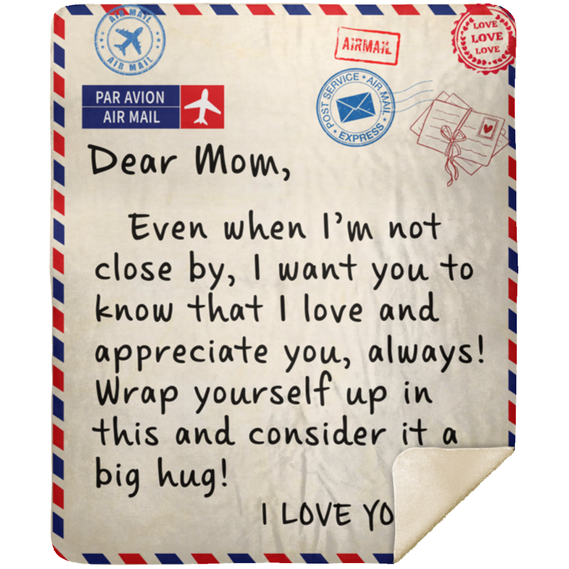 Dear Mom - I Love You Postage Blanket - Birthday, Loving Gift for Mom, Mother's Day Gift