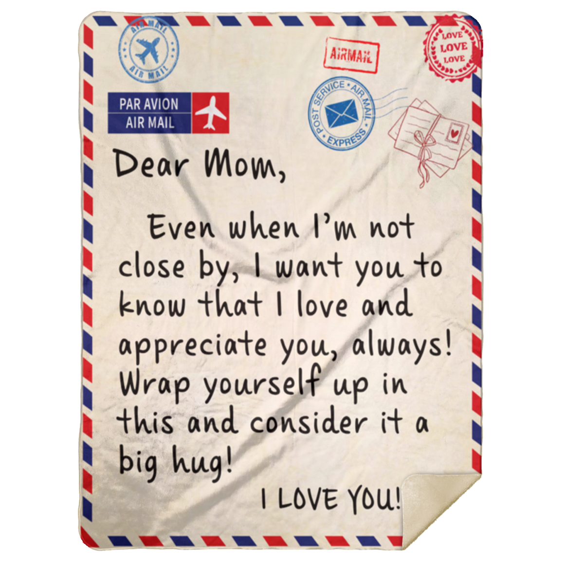 Dear Mom - I Love You Postage Blanket - Birthday, Loving Gift for Mom, Mother's Day Gift