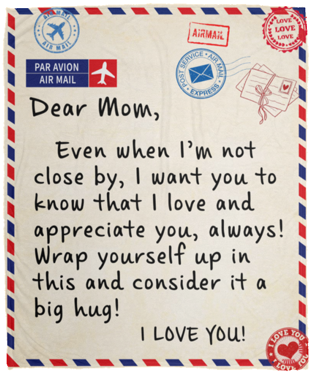 Dear Mom - I Love You Postage Blanket - Birthday, Loving Gift for Mom, Mother's Day Gift