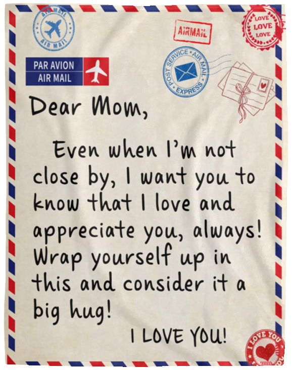 Dear Mom - I Love You Postage Blanket - Birthday, Loving Gift for Mom, Mother's Day Gift