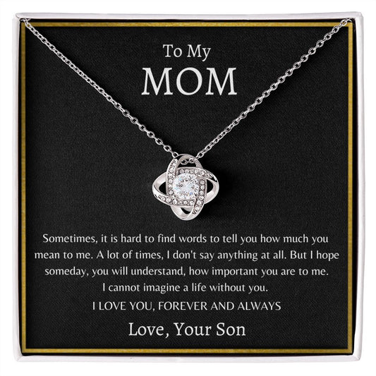 To My Mom - Love Son - Love Knot Necklace